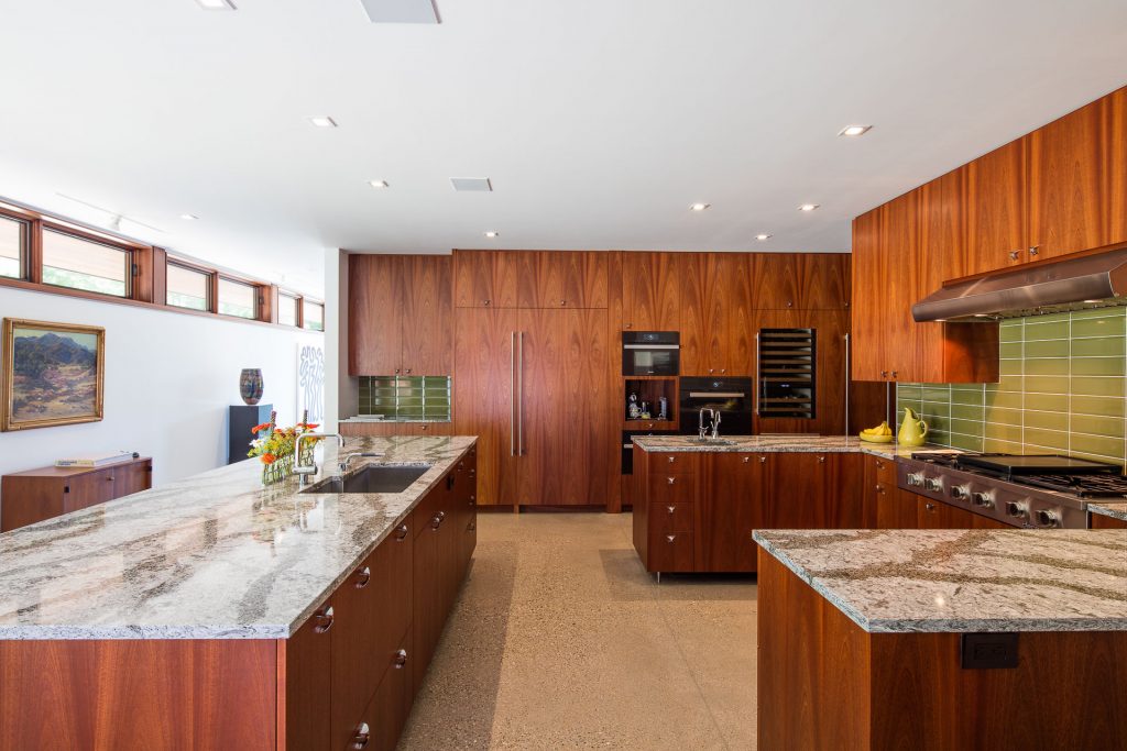 saugatuck mid century modern home plan kitchen sapele