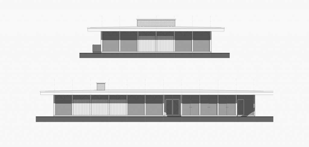 Pleasant Street Residence Home mid century modern design elevation drawing