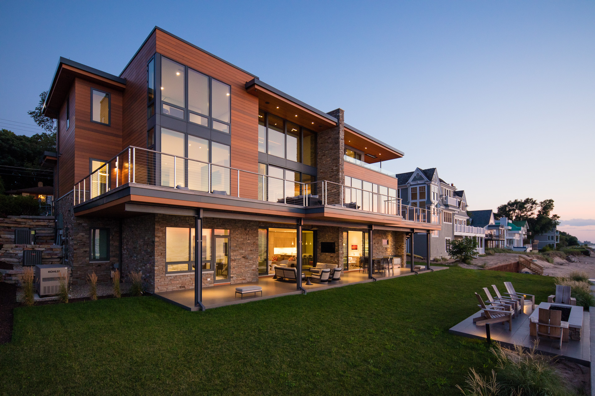 lake michigan home water view architecture beach modern home residential