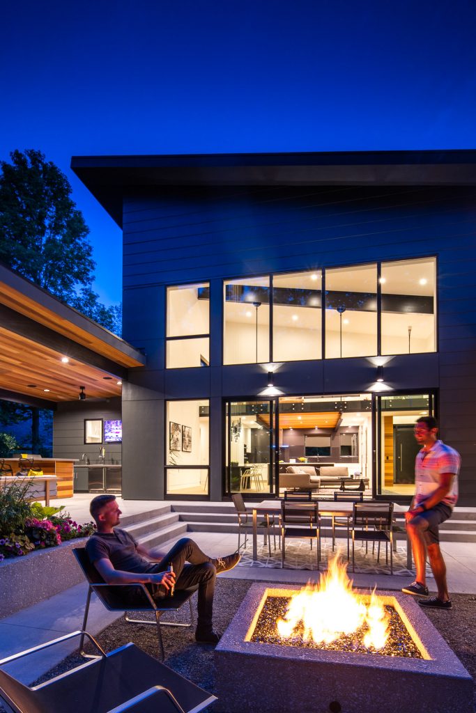 rogue river exterior modern home outdoor living firepit